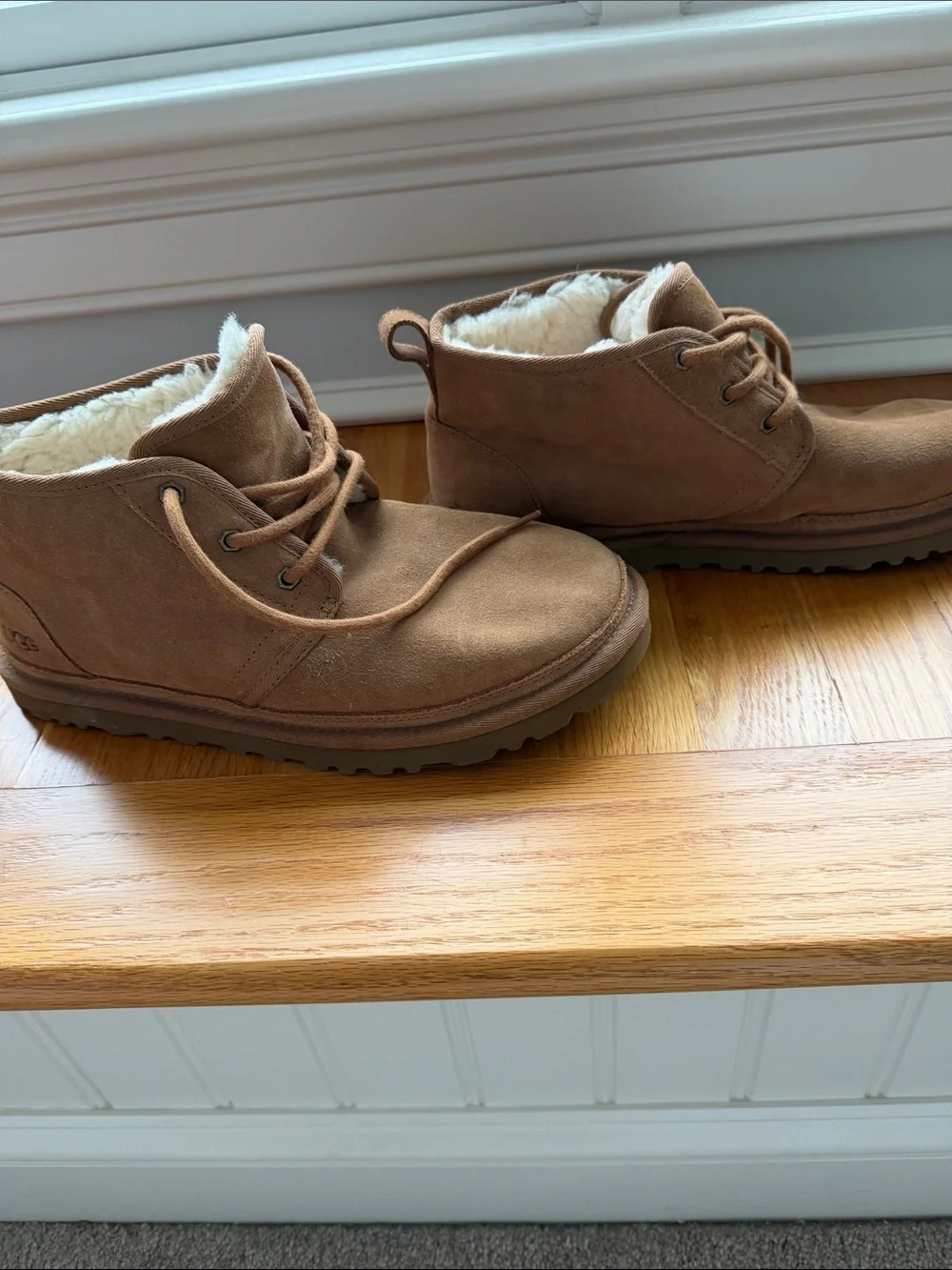 UGG Chestnut Suede Shearling Lace-Up Ankle Boots